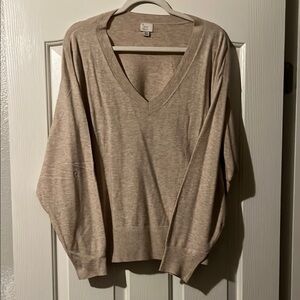 a new day Cream V-Neck Sweater Lightweight Knit